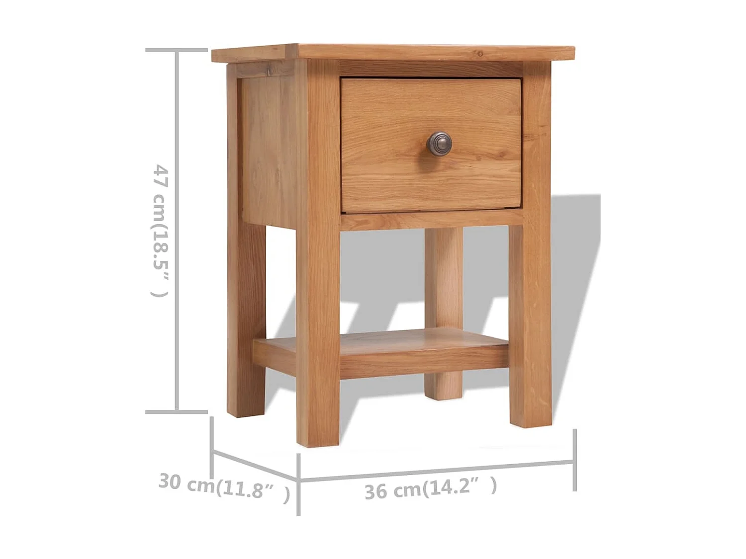 Nachttisch 2er Set-Beistelltisch-Nachttischkommode 36x30x47 cm Massivholz Eiche SHL94281