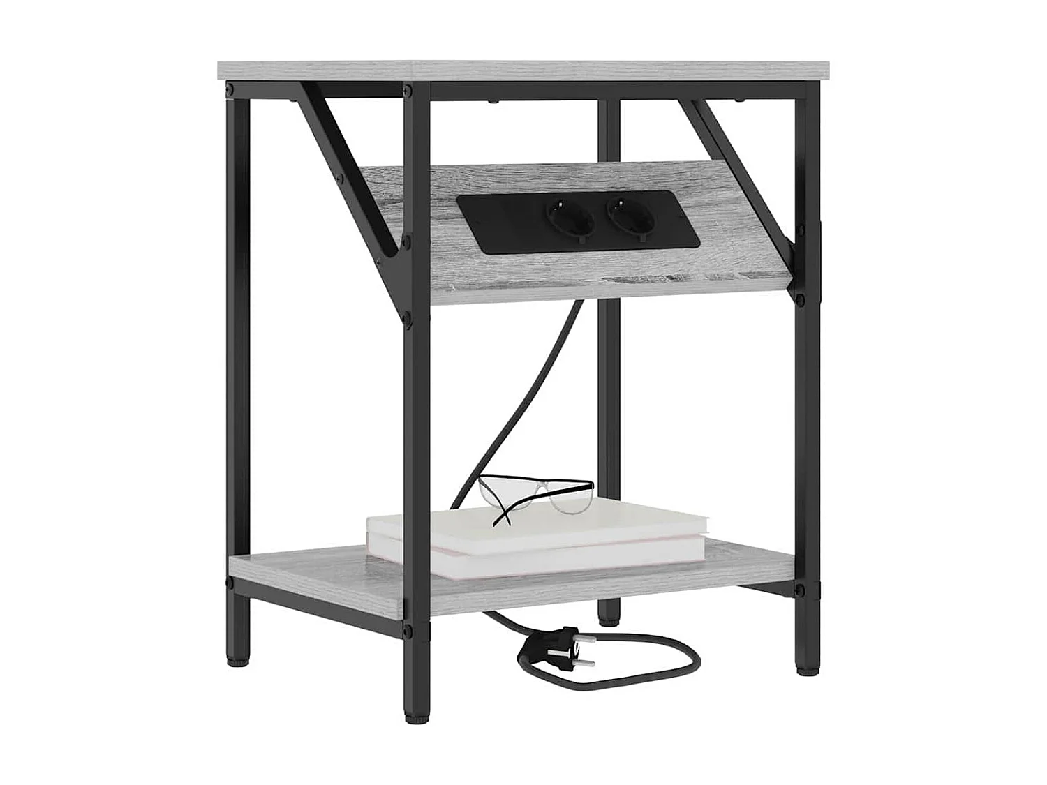 Mesa de Noche | Mesa auxiliar 2 uds. Gris sonoma 38x30x48 cm