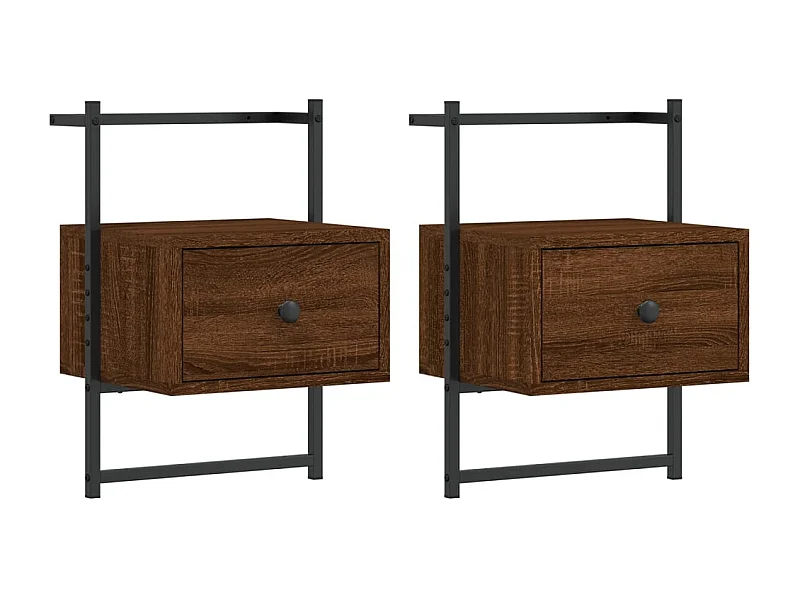 Nachttisch hängend 2er Set | Wand-Nachttische Braun Eiche 35x30x51 cm Holzwerkstoff SHL4401