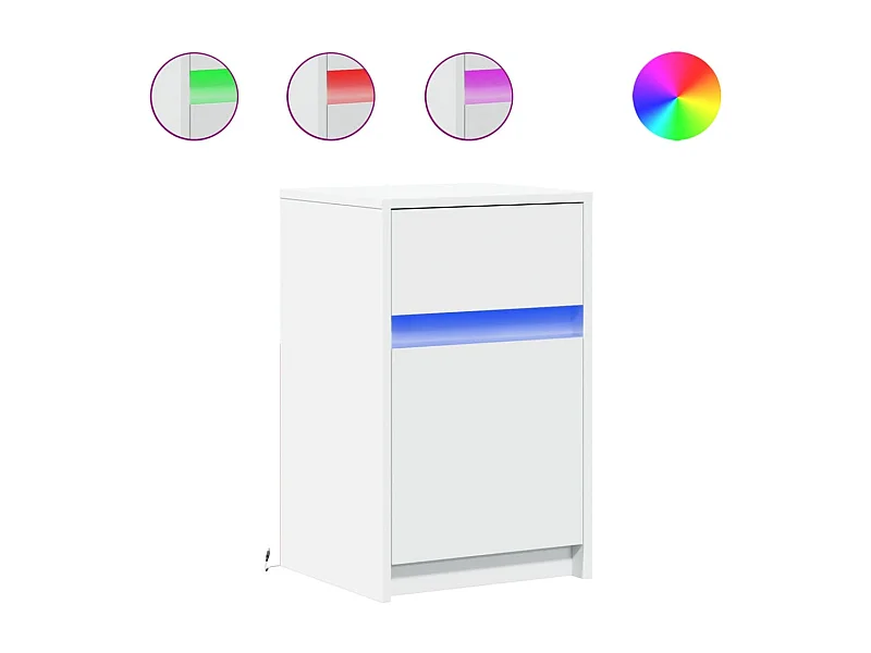 Mesitas de noche | Mesilla de noche con luces LED 2 uds madera ingeniería blanca
