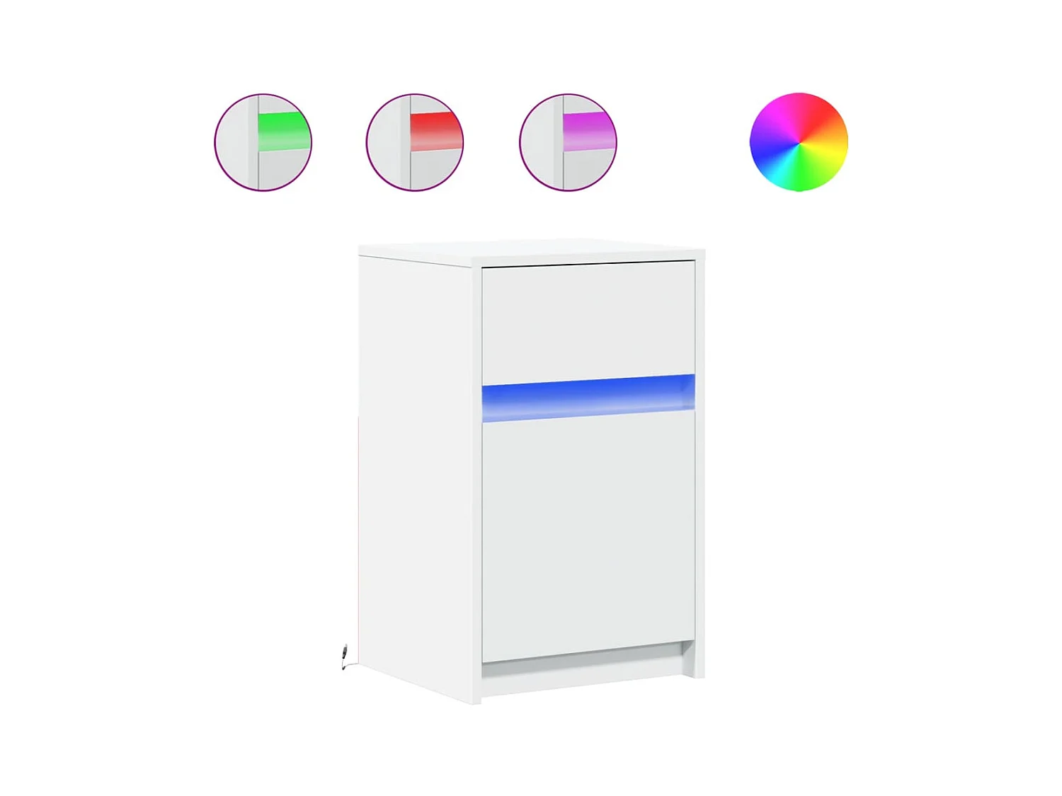 Mesitas de noche | Mesilla de noche con luces LED 2 uds madera ingeniería blanca