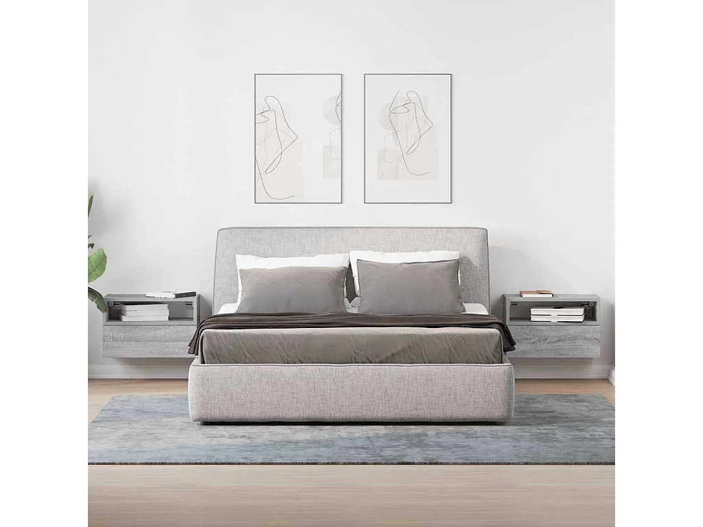 Mesitas de noche | Mesilla de noche de pared 2 uds gris sonoma 45x26x28,5 cm