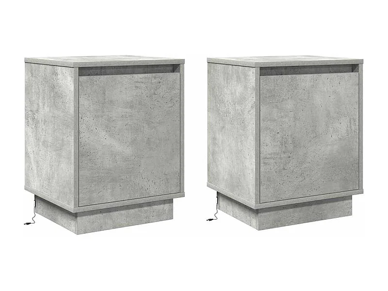 Lot de 2 Tables de chevet avec rangement Gris béton 39x34.5x50 cm