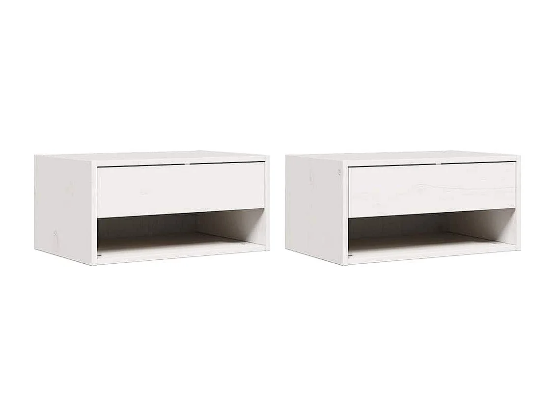 Mesa de Noche | Mesa auxiliar con cajón 2 uds. Blanco 50x32.5x24 cm