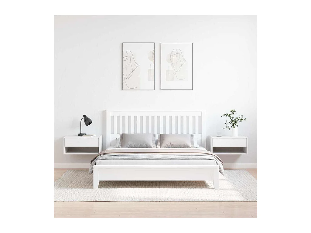 Mesa de Noche | Mesa auxiliar con cajón 2 uds. Blanco 50x32.5x24 cm