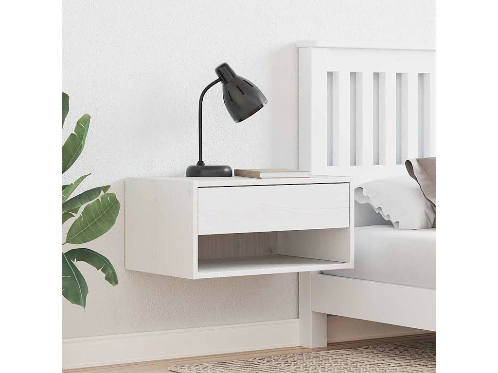 Mesa de Noche | Mesa auxiliar con cajón 2 uds. Blanco 50x32.5x24 cm