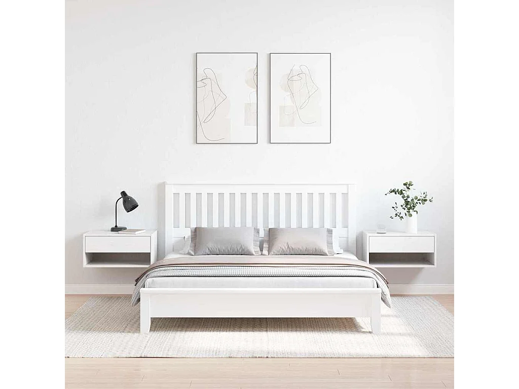 Mesa de Noche | Mesa auxiliar con cajón 2 uds. Blanco 50x32.5x24 cm