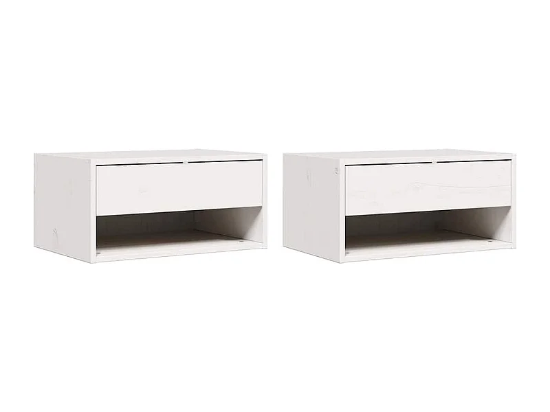 Mesa de Noche | Mesa auxiliar con cajón 2 uds. Blanco 50x32.5x24 cm