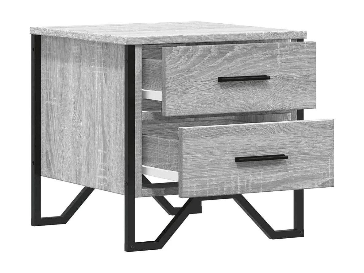 Nachttisch 2er Set-Beistelltisch-Nachttischkommode Grau Sonoma 40x41x40 cm Holzwerkstoff SHL47926