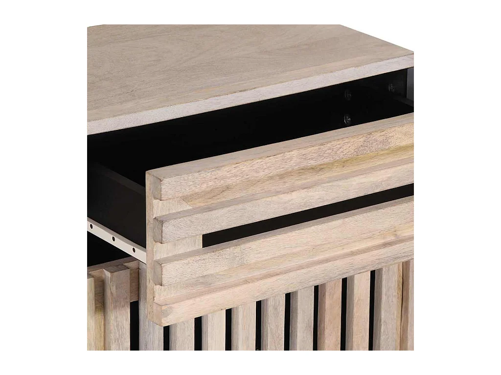 Mesita de noche | Mesilla de noche madera maciza de mango blanca 50x34x60 cm