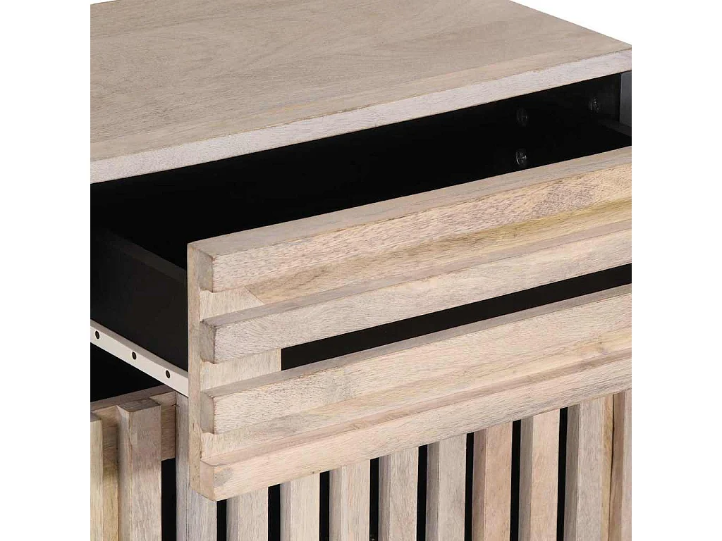 Nachttisch-Beistelltisch Weiß 50x34x60 cm Massivholz Mango SHL85051