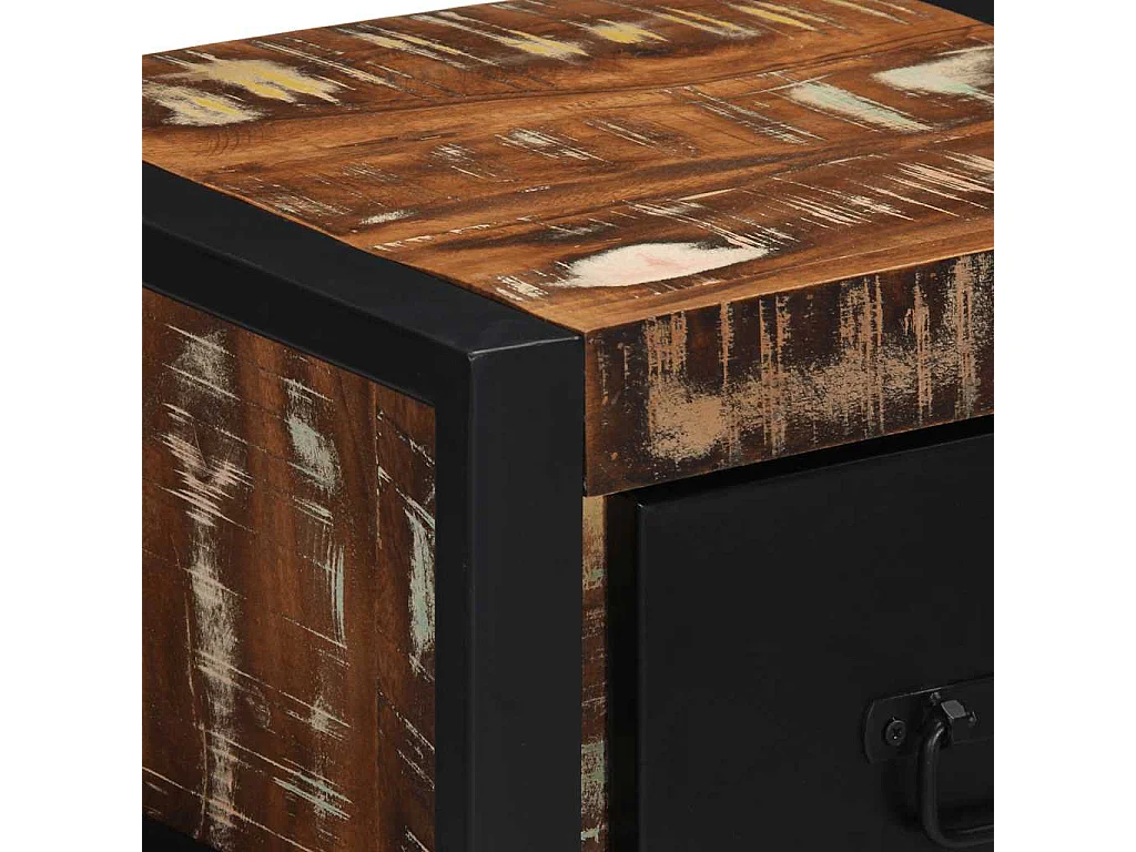 Mesilla de noche | Mesita de noche multicolor 40x35x25 cm madera maciza reciclada