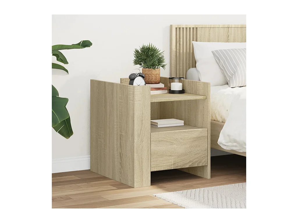 Mesita de noche | Mesilla de noche madera de ingeniería roble Sonoma 45x50x50 cm