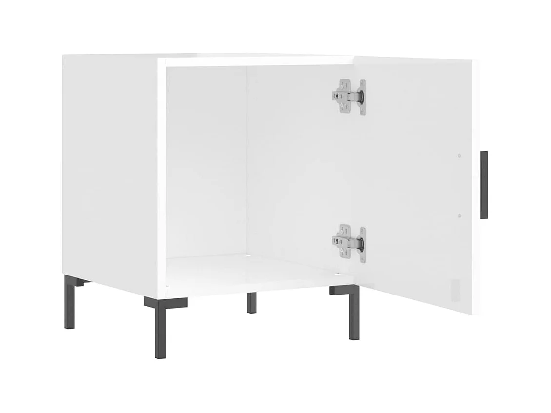 Lot de 2 Tables de chevet Étroite avec Étagère de rangement blanc brillant 40x40x50 cm