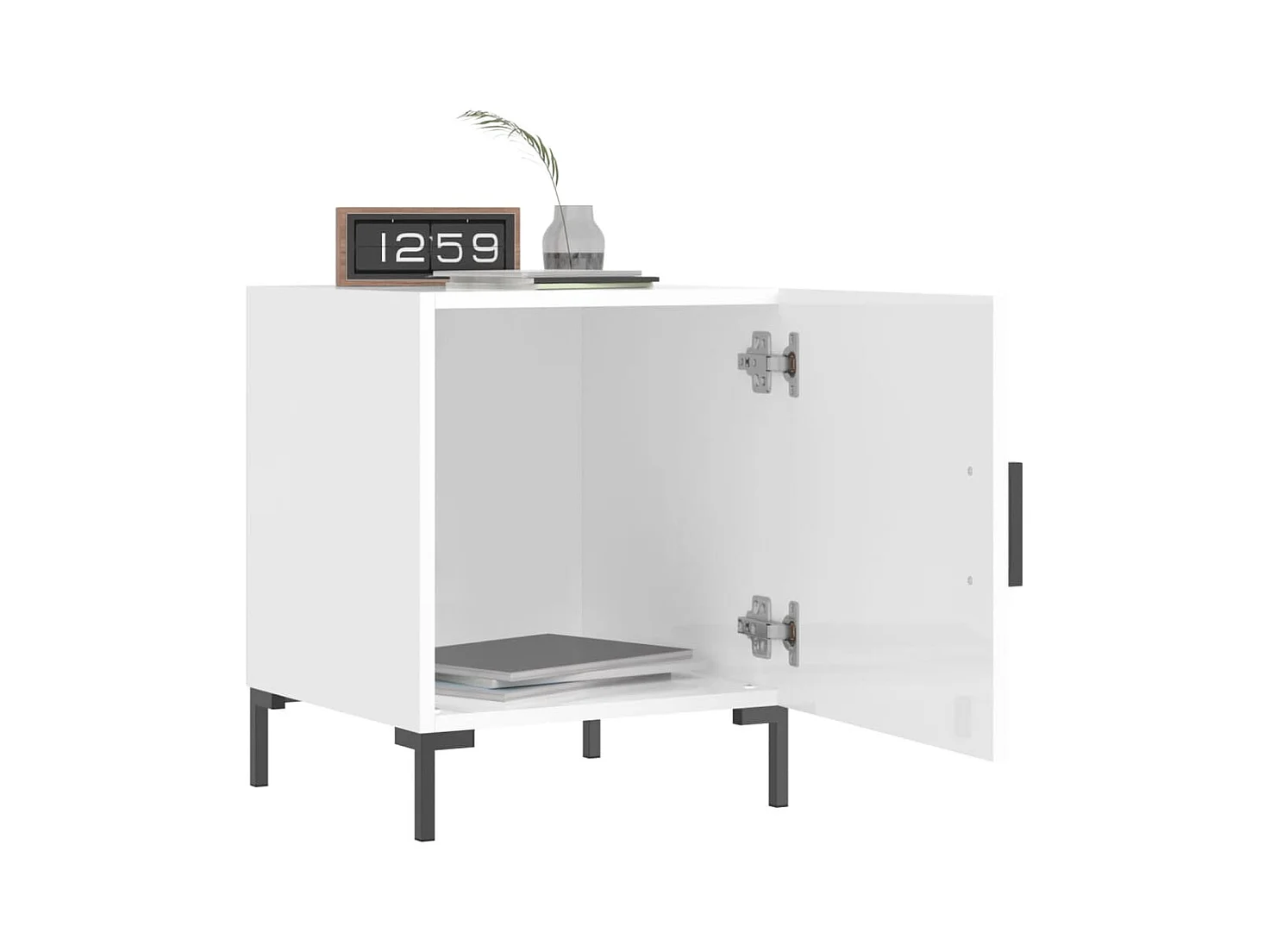 Mesitas de noche | Mesilla de noche 2 uds madera ingeniería blanco brillo 40x40x50 cm