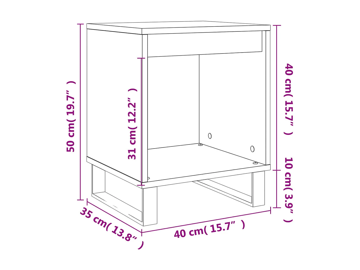 Nachttisch-Beistelltisch Weiß 40x35x50 cm Holzwerkstoff SHL25314