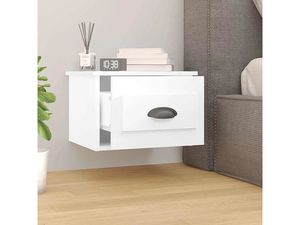 Nachttisch hängend | Wand-Nachttisch Weiß 41,5x36x28 cm SHL54444