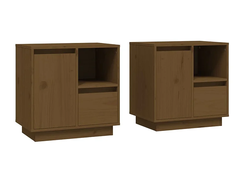 Mesitas de noche | Mesilla de noche 2 uds madera maciza pino marrón miel 50x34x50 cm