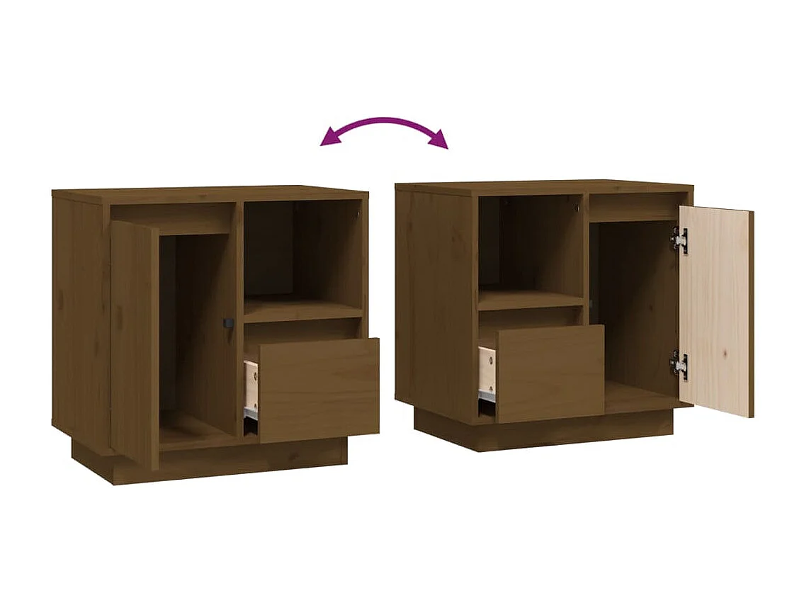 Mesitas de noche | Mesilla de noche 2 uds madera maciza pino marrón miel 50x34x50 cm