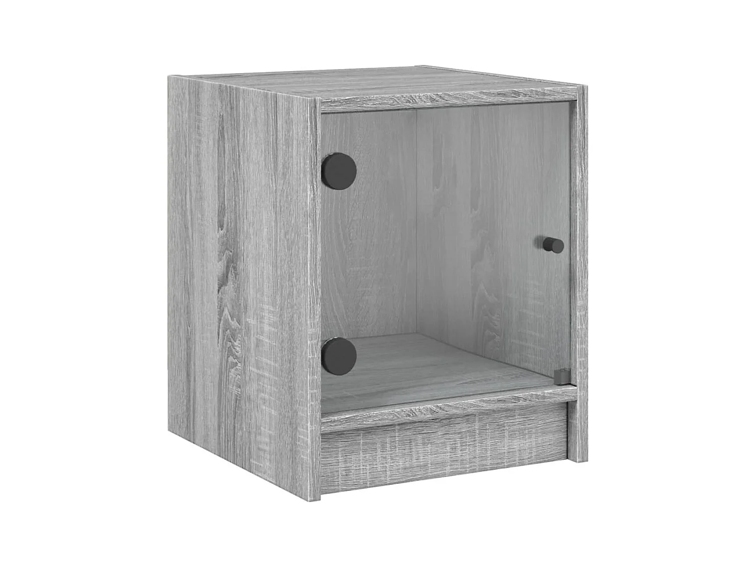 Mesitas de noche | Mesilla de noche con puertas vidrio 2 uds gris Sonoma 35x37x42 cm