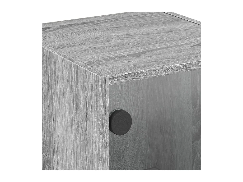 Mesitas de noche | Mesilla de noche con puertas vidrio 2 uds gris Sonoma 35x37x42 cm