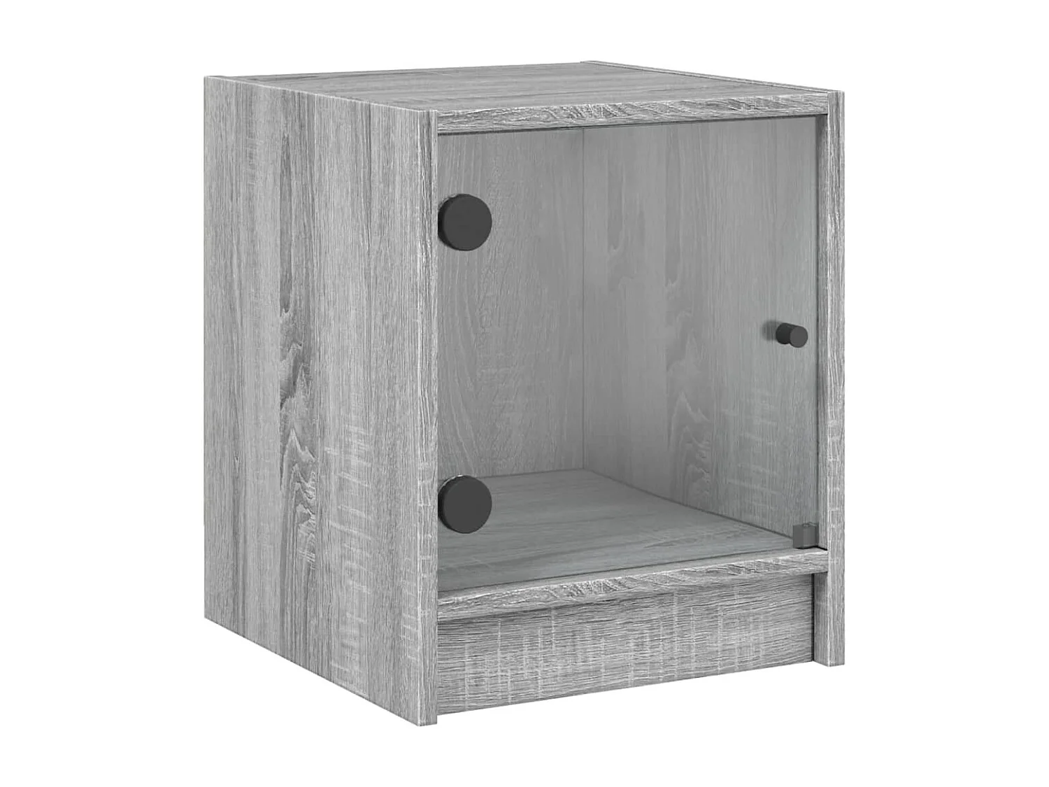 Nachttisch 2er Set-Beistelltisch mit Glastüren Grau Sonoma 35x37x42 cm SHL27392