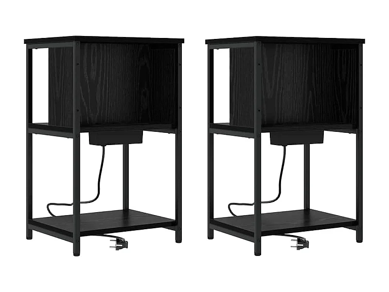 Lot de 2 Tables de chevet Chêne noir 38x31x61 cm