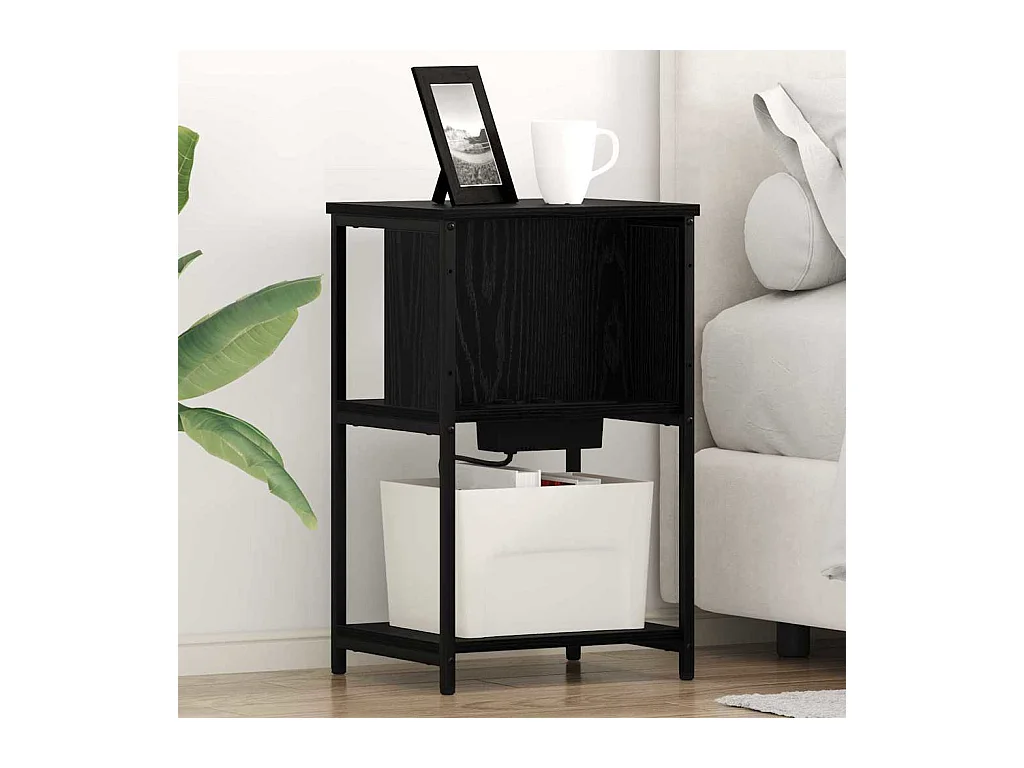 Mesa de Cabeceira Moderna 2 Peças Carvalho preto 38x31x61 cm