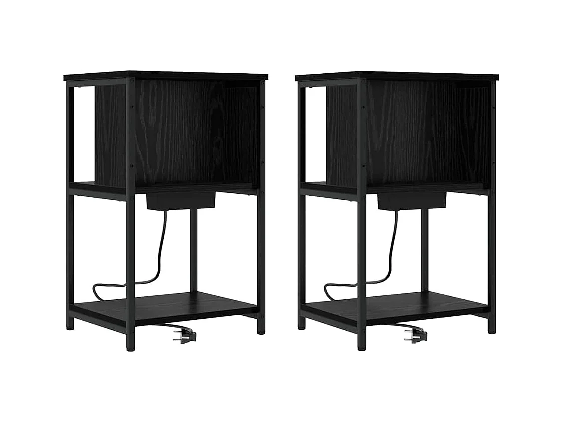 Lot de 2 Tables de chevet Chêne noir 38x31x61 cm