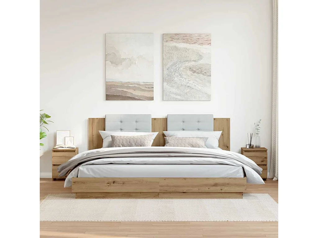 Nachttisch 2er Set-Beistelltisch-Nachttischkommode Artisan-Eiche 30x30x40 cm Holzwerkstoff SHL79032