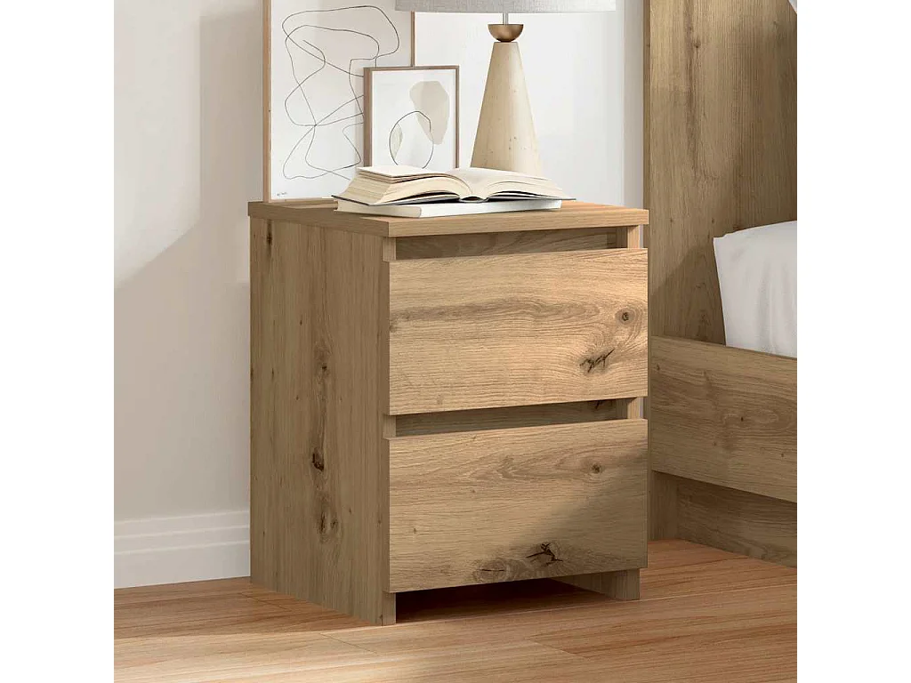 Nachttisch 2er Set-Beistelltisch-Nachttischkommode Artisan-Eiche 30x30x40 cm Holzwerkstoff SHL79032