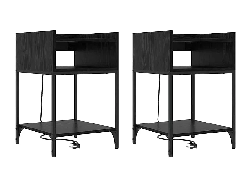 Mesa de Noche | Mesa auxiliar | Mesita de noche con estante 2 uds. Roble negro 40x40x61 cm