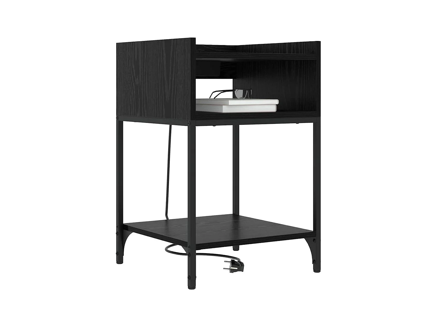 Mesa de Noche | Mesa auxiliar | Mesita de noche con estante 2 uds. Roble negro 40x40x61 cm