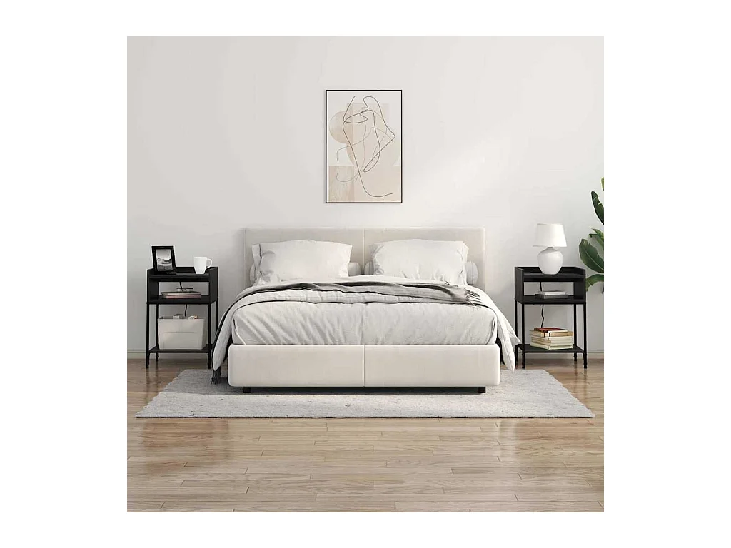 Mesa de Noche | Mesa auxiliar | Mesita de noche con estante 2 uds. Roble negro 40x40x61 cm