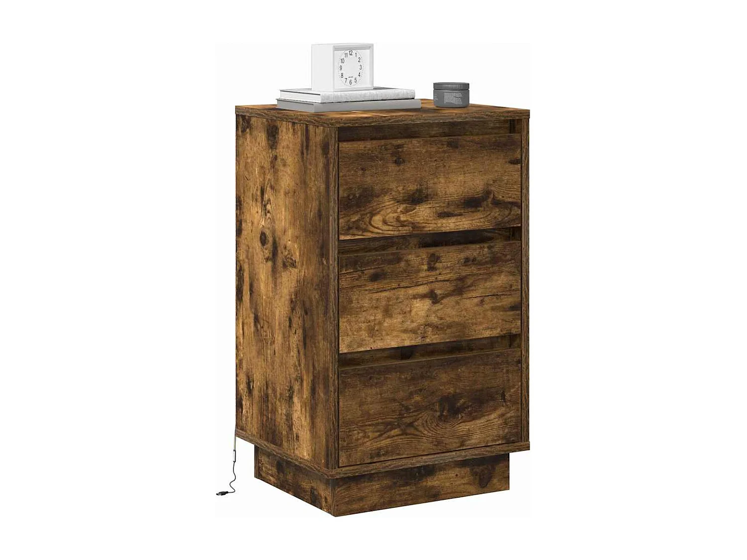 Table de chevet-Table d'appoint avec tiroir avec Chêne fumé 39x34,5x65 cm