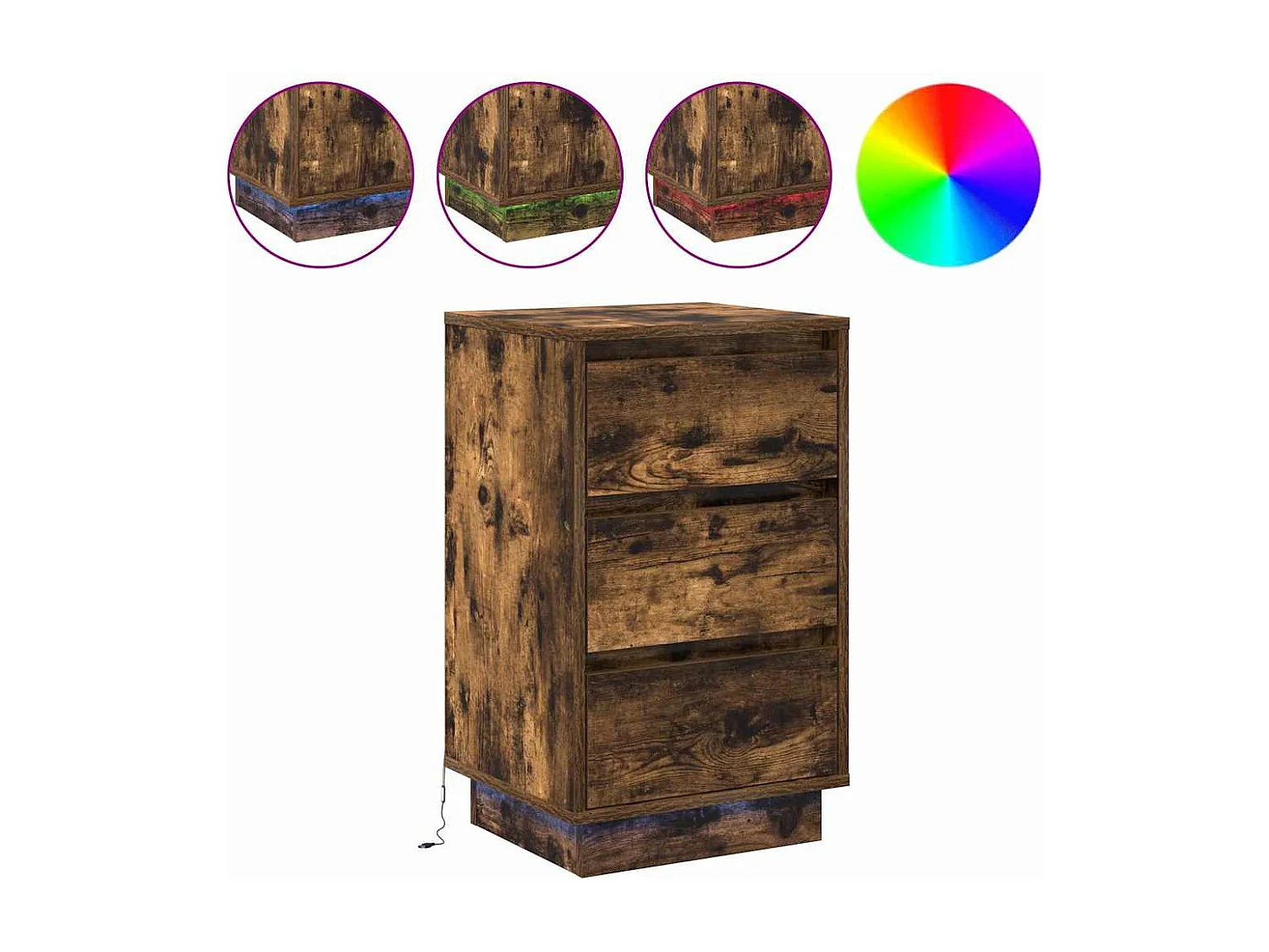 Table de chevet-Table d'appoint avec tiroir avec Chêne fumé 39x34,5x65 cm