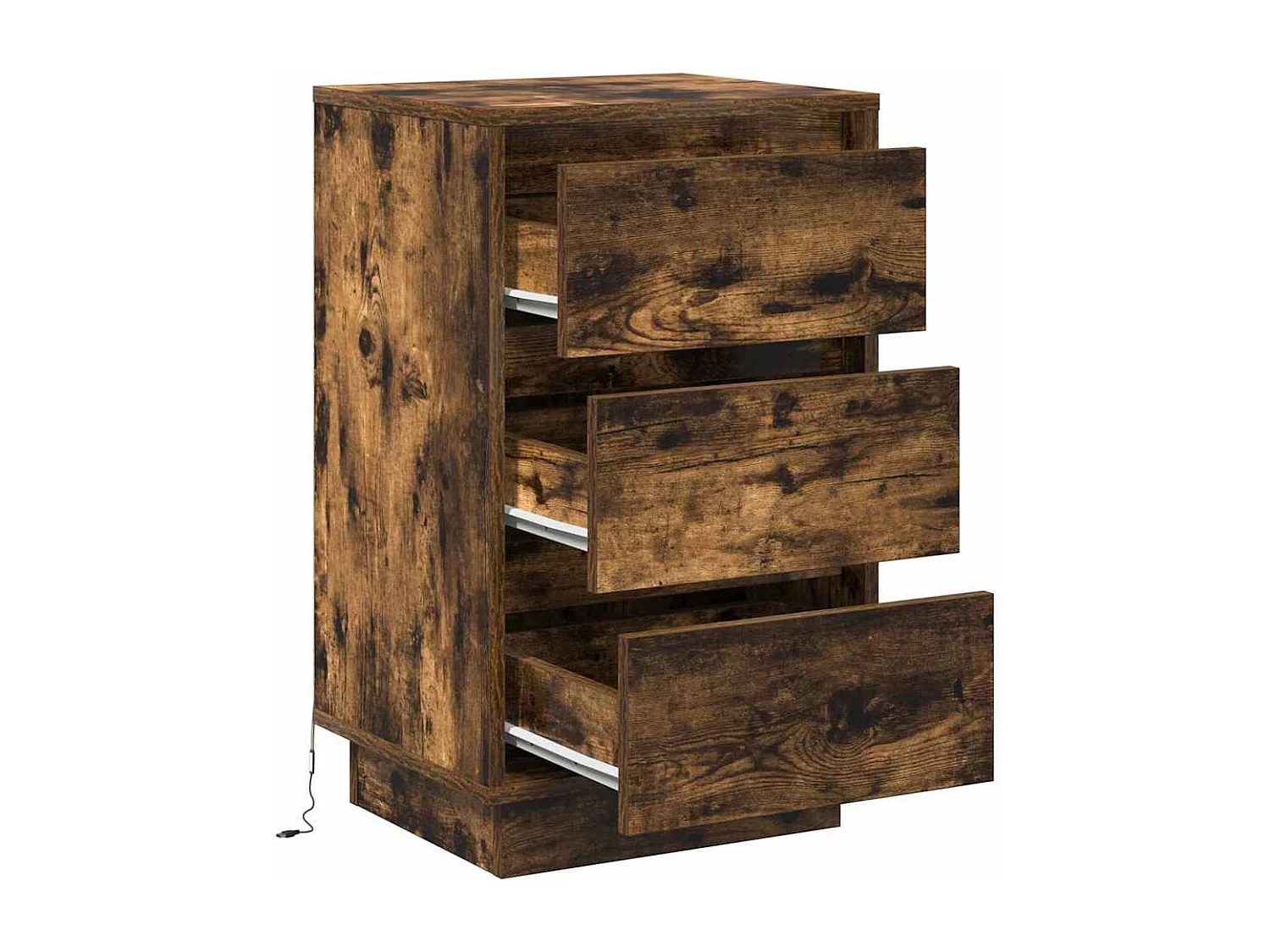 Table de chevet-Table d'appoint avec tiroir avec Chêne fumé 39x34,5x65 cm