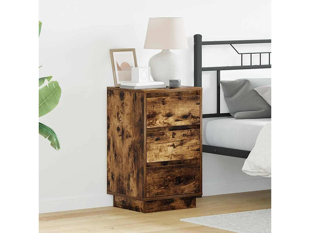 Nachttisch-Beistelltisch Geräucherte Eiche 39 x 34,5 x 65 cm Holzwerkstoff SHL92774