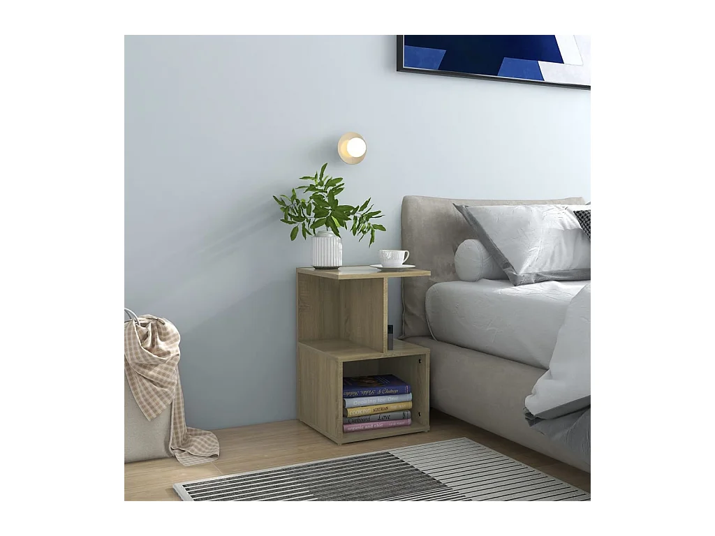 Mesitas de noche | Mesilla de noche 2 uds contrachapada roble Sonoma 35x35x55 cm