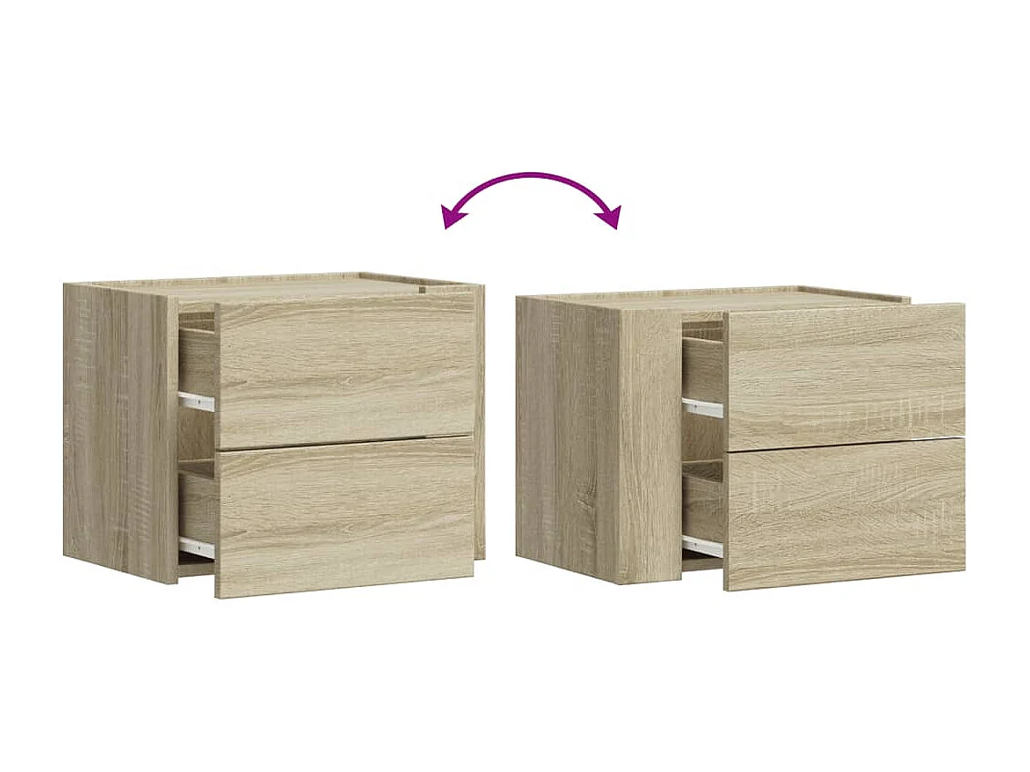 Mesitas de noche | Mesilla de noche de pared 2 unidades roble Sonoma 45x30x35 cm