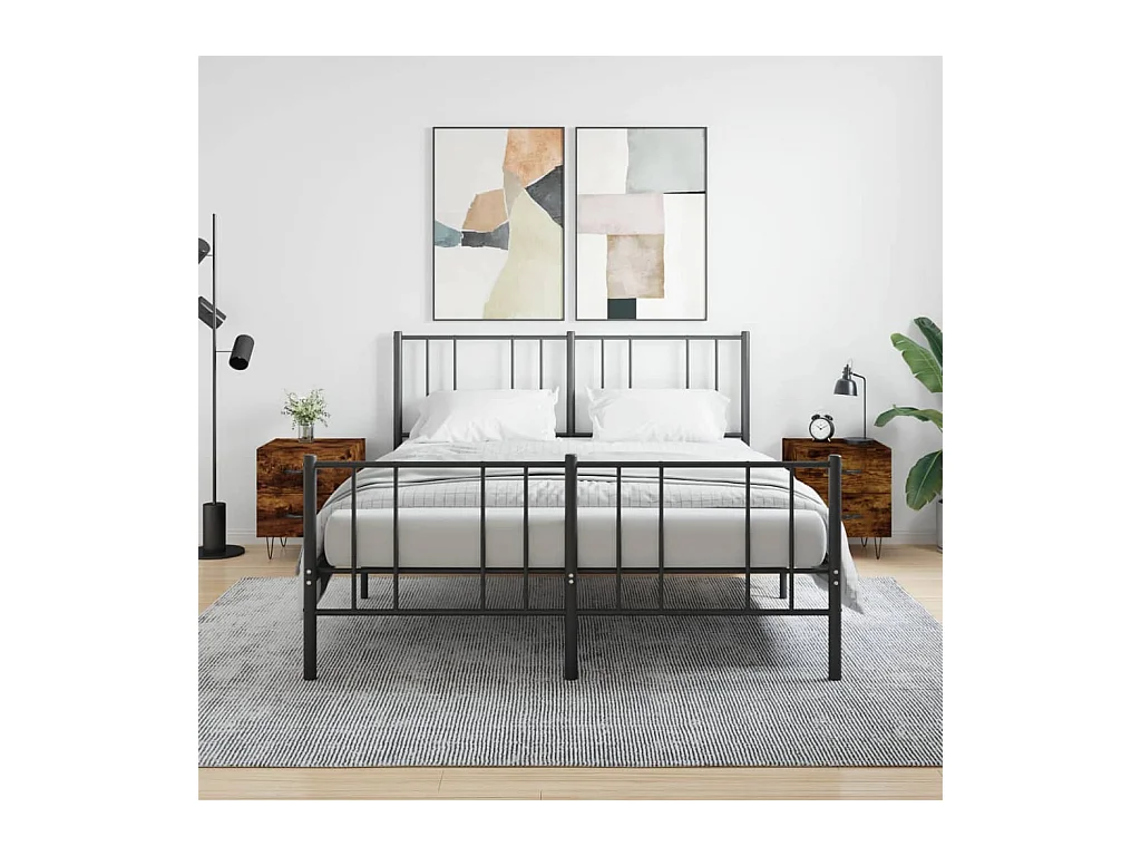 Mesita de noche | Mesilla de noche 2 uds. madera ingeniería roble ahumado 40x35x47,5cm