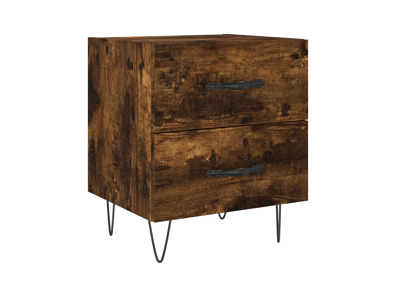 Mesita de noche | Mesilla de noche 2 uds. madera ingeniería roble ahumado 40x35x47,5cm