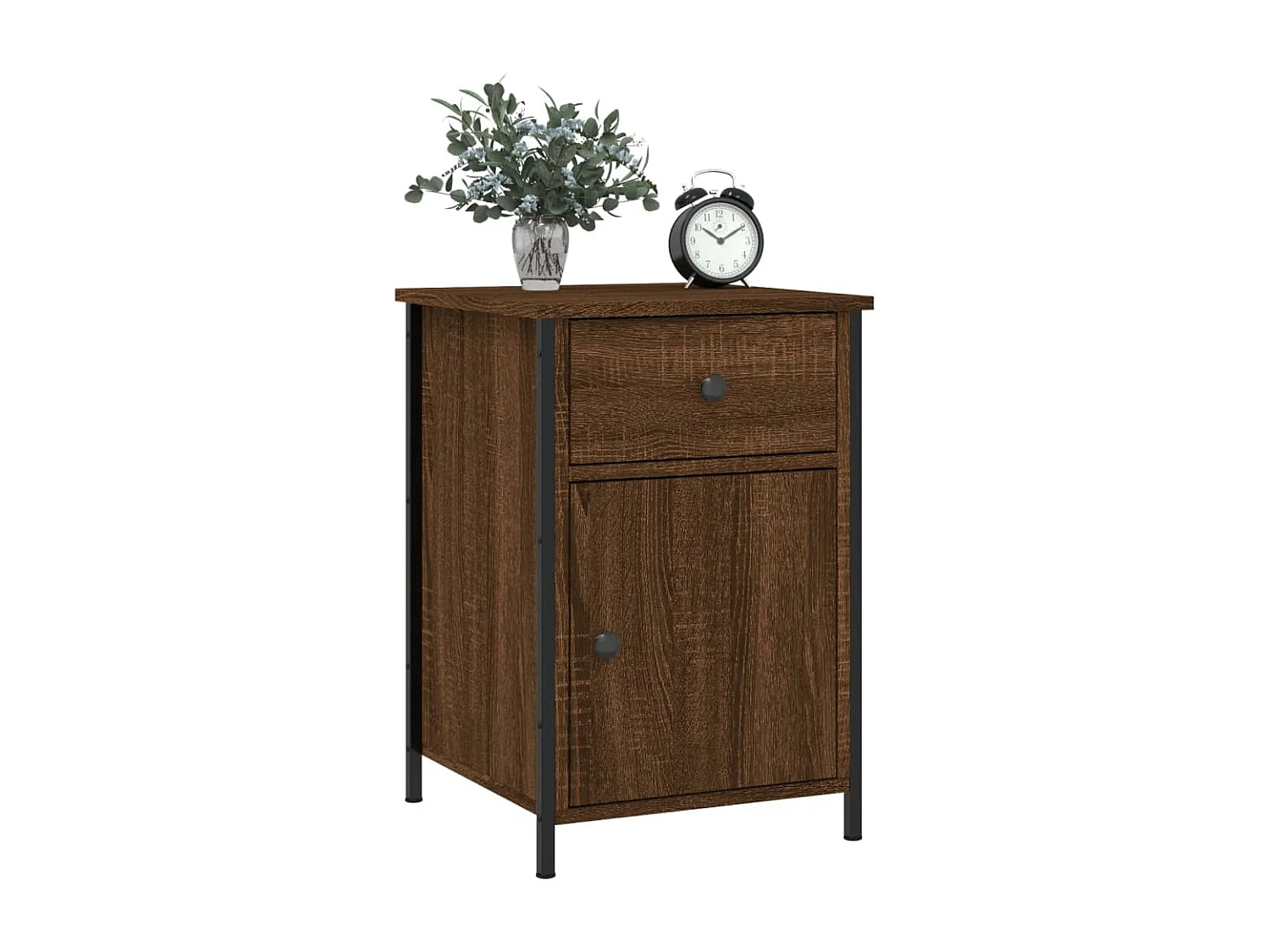 Nachttisch 2er Set-Beistelltisch-Nachttischkommode Braun Eichen-Optik 40x42x60 cm Holzwerkstoff SHL17183