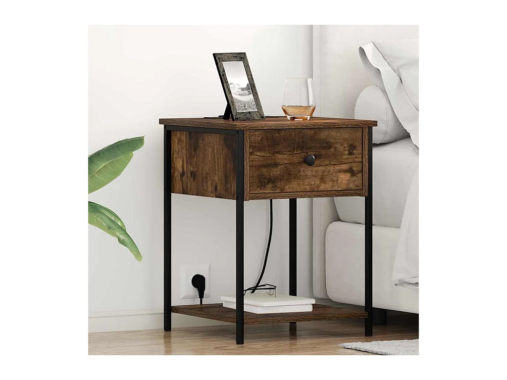 Mesita de Noche | Armario de Noche 2 uds con cajón Roble ahumado 42x41x56 cm