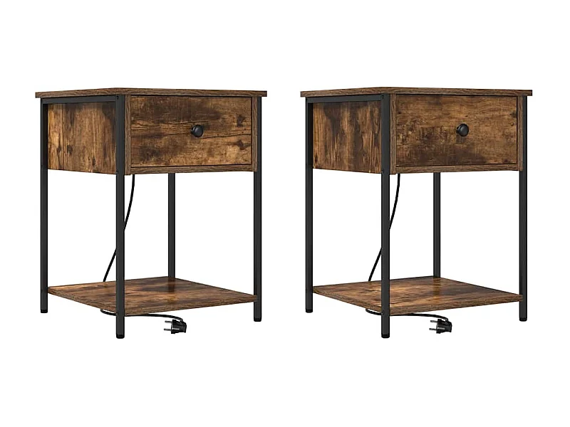 Nachttisch 2er Set-Beistelltisch Geräucherte Eiche 42 x 41 x 56 cm SHL29502