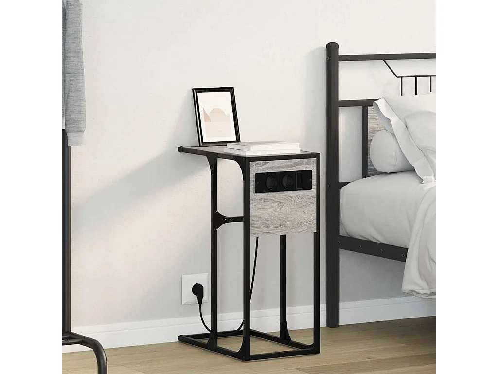 Mesa de Noche | Mesa auxiliar | Mesita de noche Gris sonoma Madera contrachapada