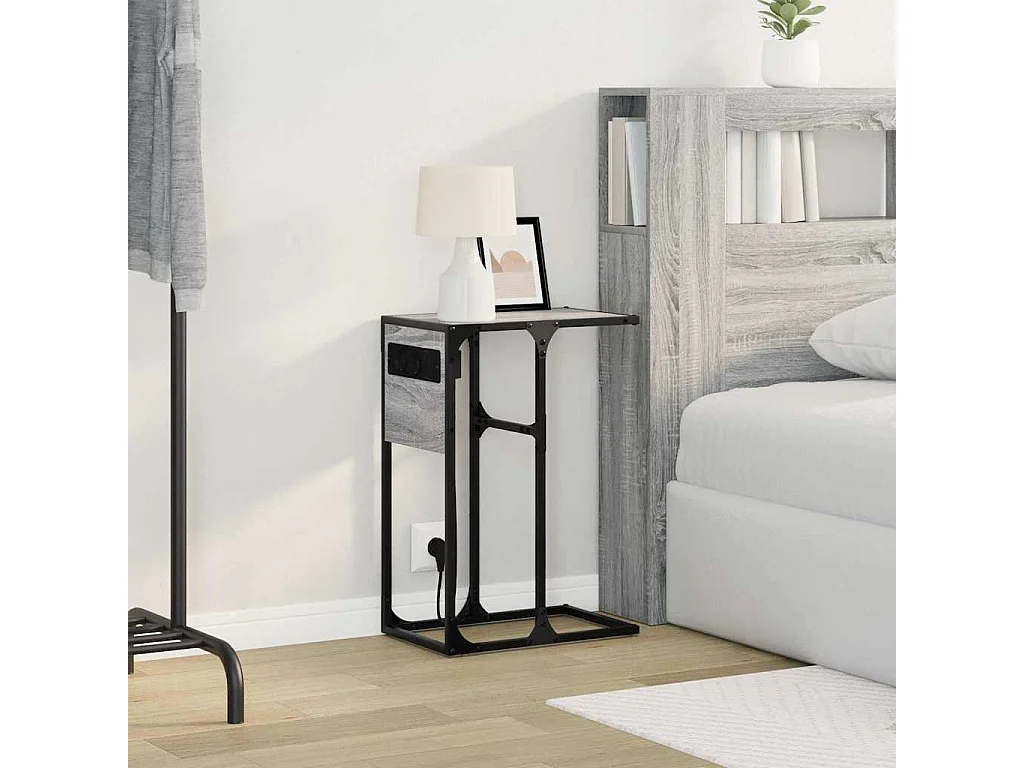Mesa de Noche | Mesa auxiliar | Mesita de noche Gris sonoma Madera contrachapada