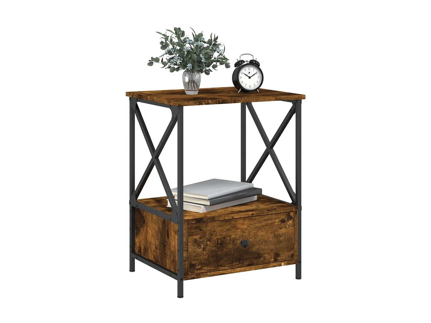 Table de chevet-Table d'appoint-Table de nuit chêne fumé 50x41x65 cm bois d'ingénierie