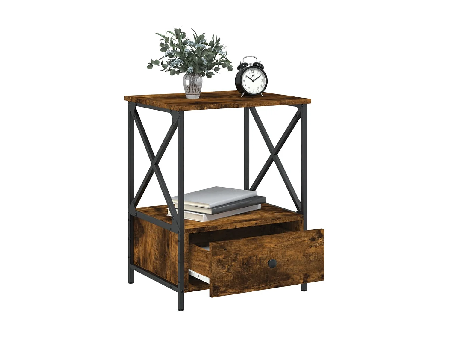 Table de chevet-Table d'appoint-Table de nuit chêne fumé 50x41x65 cm bois d'ingénierie