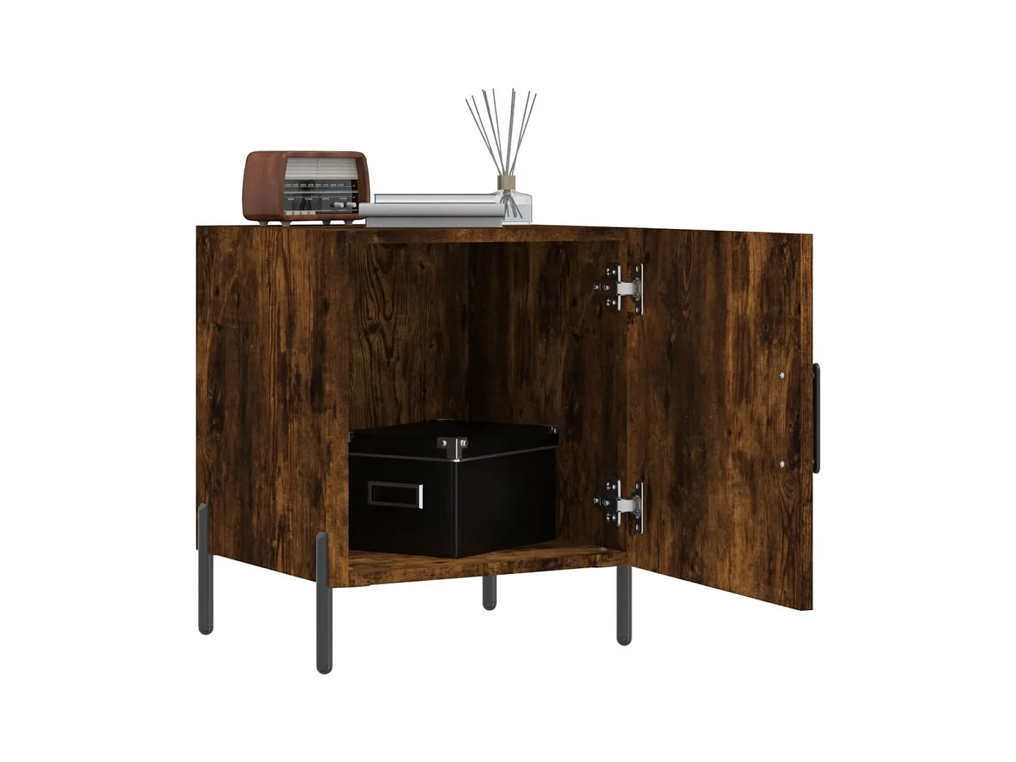 Lot de 2 Tables de chevet avec rangement chêne fumé 40x40x50 cm bois d'ingénierie